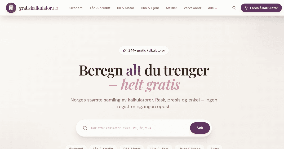 Gratiskalkulator.no
